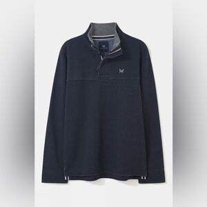 Crew Clothing Padstow Piqué Sweatshirt Dark Navy 100% Cotton Size XL